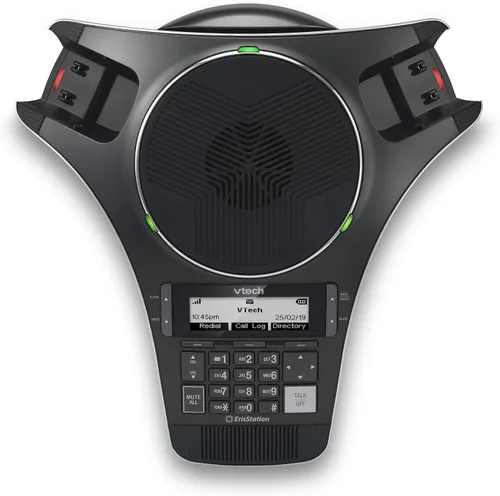 Vista 2 de VTech VCS712 ErisStation DECT 6.0 Teléfono inalámbrico de conferencia con 2 micrófonos inalámbricos, altavoz dúplex completo, tecnología Orbitlink