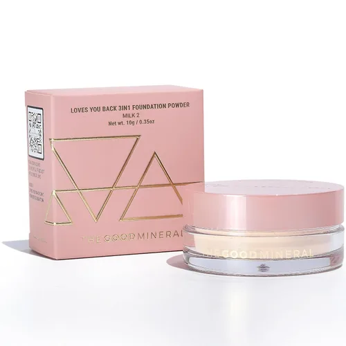 Vista 12 de The Good Mineral Loves-You-Back Base de maquillaje mineral en polvo 3 en 1 (CARAMEL 3) Diseñada para pieles sensibles y propensas al acné para una