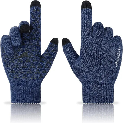Vista 29 de Achiou Winter Gloves for Men and Women, Touchscreen Soft Knit Gloves Camello almendra