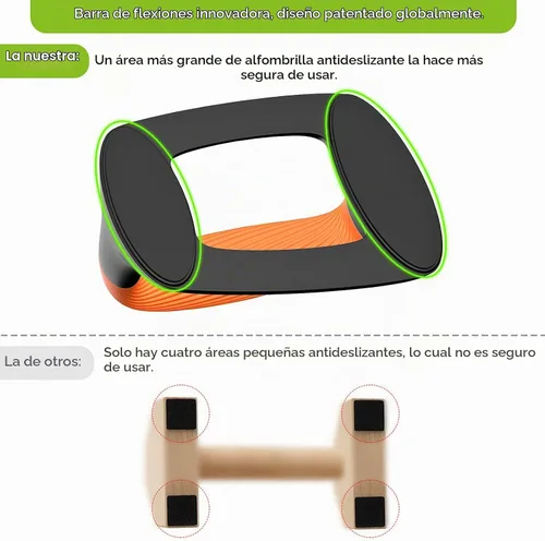 Vista 2 de Kipika Barras para Flexiones, Soportes de Flexiones con Mango de Plástico Suave Engrosado, Base Estable y Antideslizante, Mangos para Flexiones A