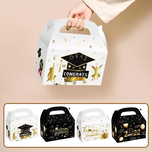 Vista 6 de Cajas de regalo de graduación 2022 – Paquete de 12 Caja de tarjetas de graduación 2022 Decoraciones de fiesta de graduación 2022 negro y dorado