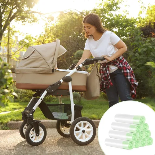 Vista 6 de Tebery Paquete de 100 forros portátiles para sillas de orinal con cordón, bolsas de orinal desechables para asiento de entrenamiento de inodoro