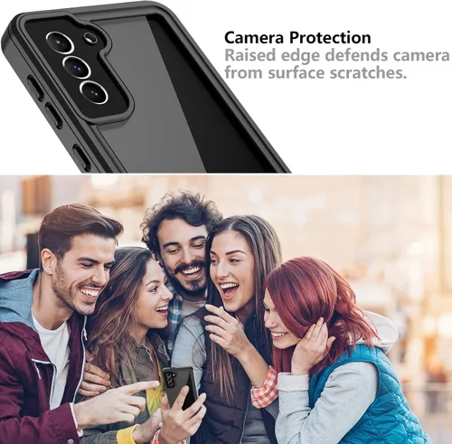 Vista 6 de Oterkin Funda impermeable para Samsung Galaxy S21 con protector de pantalla integrado, a prueba de polvo, a prueba de golpes, 360, carcasa