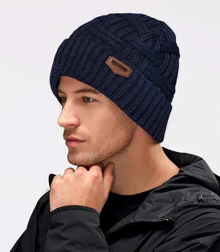 Vista 33 de Loritta Gorro de invierno cálido de punto grueso y holgado para hombre
