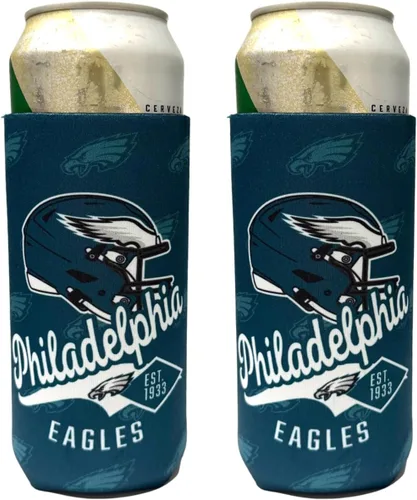 Vista 3 de Football Team Logo Tall Boy 2-Pack Can Holder Coozie Beverage Insulator - Fits 24oz - 25oz Cans (Chicago Logo Shadow (Bears))