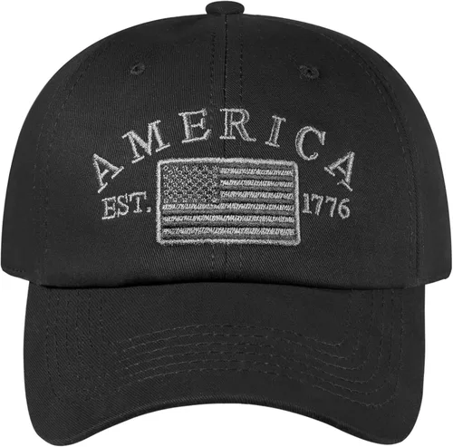 Vista 64 de IIN Gorra de béisbol con bandera estadounidense para hombres y mujeres, de perfil bajo, militar, militar, militar, para papá