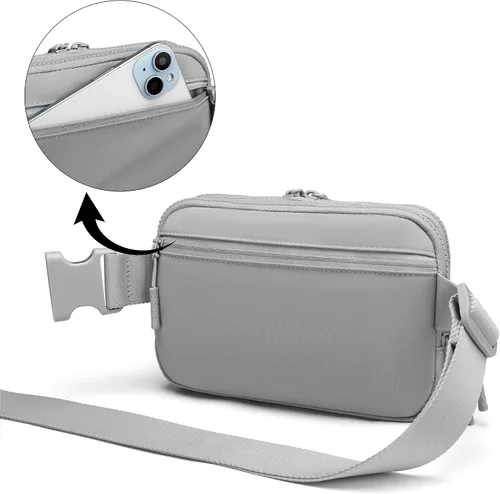 Vista 4 de Talla grande - Mini bolso para cinturón - Correa extra larga de 70 pulgadas - Doble compartimento - Correa extendida - Riñonera para mujer