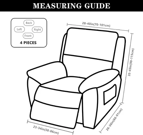 Vista 6 de Fundas elásticas para sillas reclinables, 4 piezas, fundas estampadas Lazyboy para sillón reclinable Lazyboy, funda de elastano suave para silla