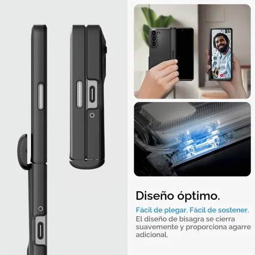 Vista 6 de Spigen Funda para Galaxy Z Fold 6, Slim Armor Pro (2024) [protección de bisagra] - Negro Negro
