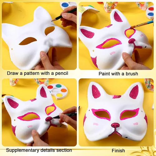 Vista 4 de Aoriher Máscaras de papel maché a granel DIY máscara de Mardi Gras en blanco para disfraz de mascarada, fiesta de cosplay