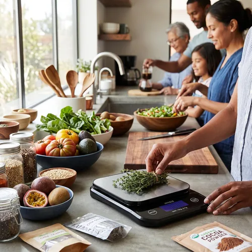 Vista 3 de Garosa Wh-B28 Báscula digital de cocina de 22.0 lbs/0.04 oz báscula de alimentos de precisión de acero inoxidable Gramos y onzas LCD Báscula