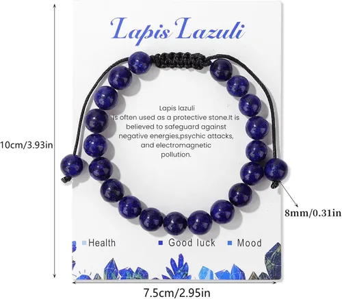 Vista 30 de Pulsera de cristal curativo para mujer de 0.315 in, pulsera de cuentas de cristal natural ajustable hecha a mano, joyería curativa, regalo