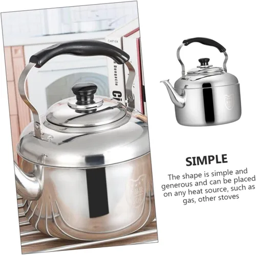Vista 4 de Luxshiny Hervidor de té silbante de acero inoxidable, caldera de agua de 6 L, tetera de gran capacidad con mango antiquemaduras para el hogar