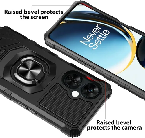 Vista 7 de TJS Funda compatible con OnePlus Nord N30 5G, con protector de pantalla de vidrio templado, anillo de metal, soporte magnético resistente contra