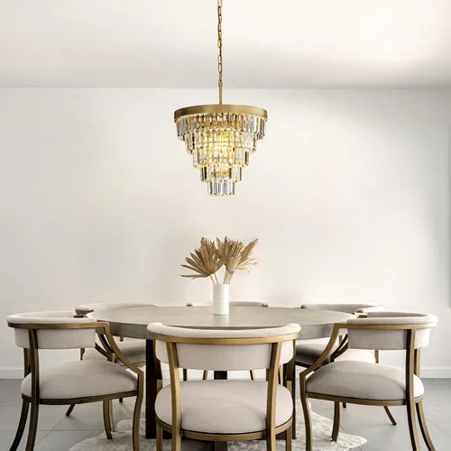 Vista 8 de ALOADECOR Candelabro de cristal de 5 niveles con forma de cono glamoroso de 4 luces, de 16 pulgadas, color dorado suave, ajustable, contemporáneo