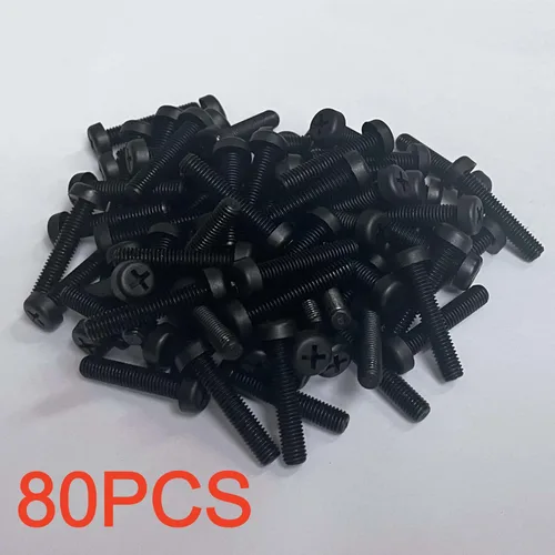 Vista 7 de NACX M5 x 25mm Tornillo de Nylon de Cabeza Redonda y Plana Negro, Phillips Drive, 80Pcs