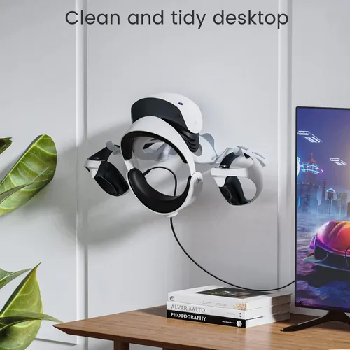 Vista 5 de DGLOZE VR Wall Mount Stand Holder Hook for VR2,Valve Index,MetaOculus Quest2, Rift,Vive Cosmos and Mixed Reality Headsets, Fits Most VR Headset