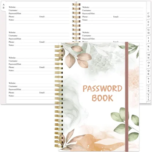 Vista 8 de Libro de contraseñas con pestañas alfabéticas, libro de bolsillo pequeño para iniciar sesión en computadora y sitio web, libro de registro