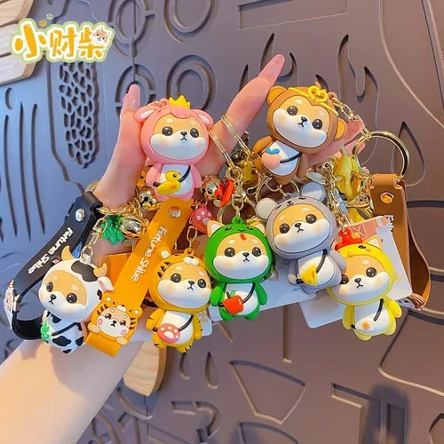 Vista 2 de Llavero con colgante de Shiba Inu con 12 temas del zodiaco con diseño de animales de la suerte, llavero para amantes de San Valentín, regalo
