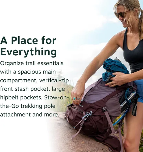 Vista 3 de Osprey Sirrus 24L Mochila de Senderismo para Mujeres - Mochila de Día Ajustable con Cubierta Impermeable para Lluvia y Bolsillos para Botellas, Gris