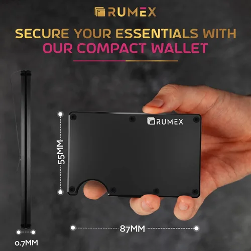 Vista 3 de RUMEX Cartera de metal y tarjetero para hombre, cartera delgada antirrobo con bloqueo RFID para hombres, diseño de metal elegante y minimalista