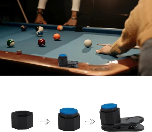 Vista 5 de Soporte de Tiza para Billar, Soporte de Tiza para Taco de Billar con Clip para Cinturón, Accesorios de Billar y Snooker, Negro