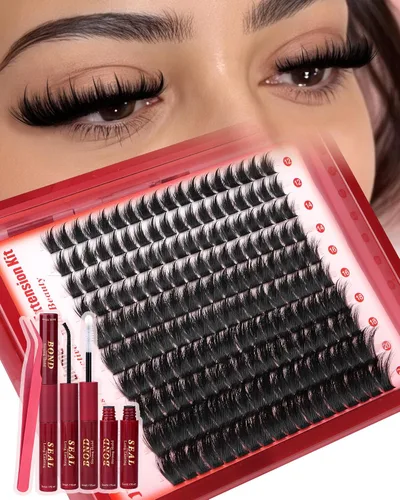 Vista 17 de JIMIRE Extensiones de pestañas naturales en racimo 320 piezas, extensiones de pestañas en racimo Wispy 30D+40D, rizadas en D, 9-16MM, mezcladas