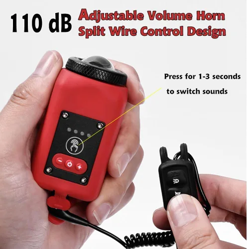 Vista 4 de Bocina de Bicicleta Eléctrica Luz de Bicicleta 2 en 1; Bocina de Bicicleta de 110 dB 5 Modos de Sonido con Batería Recargable Luz de Bicicleta