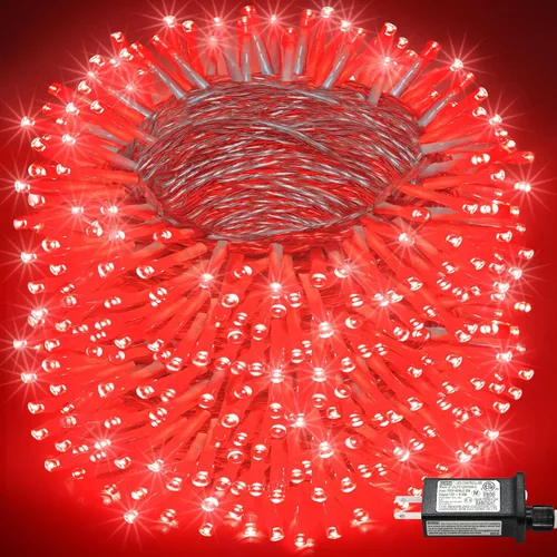 Vista 43 de Tira de 200 luces LED de 66 pies para exteriores, luces de Navidad conectables para interiores, cable transparente, impermeable, 8 modos de luces