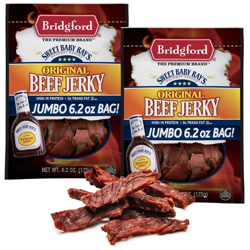Vista 20 de Bridgford Sweet Baby Ray's Beef Jerky Sweet N Spicy 6.2 onzas, paquete de 3 – Cecina de res dulce y picante alta en proteínas para tu preferencia
