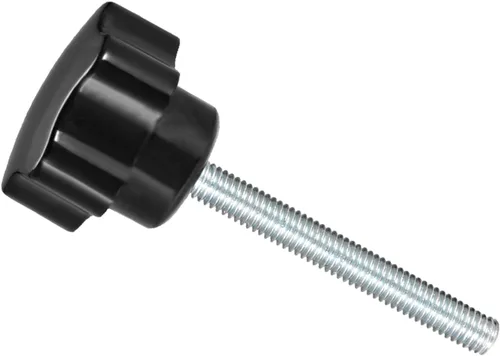 Vista 19 de Perillas de sujeción de estrella, rosca macho M5 x 0.984 in, cabeza de 0.945 in, mango de tornillo de pulgar de plástico, perno roscado, color negro