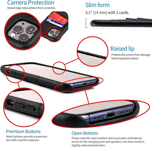 Vista 4 de Dockem Funda tipo cartera para iPhone 11: Placa de metal integrada para montaje magnético y 2 ranuras para tarjetas de crédito (padres)
