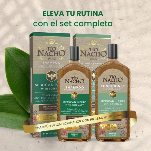 Vista 7 de Tío Nacho Champú de hierbas mexicanas 14 oz, paquete de de 3