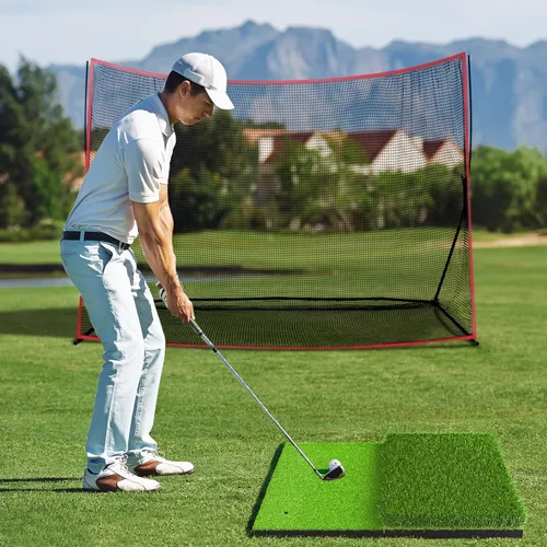 Vista 6 de JAYA Golf Hitting Mat with Heavy Rubber Base, Foldable Golf Practice Mat for Indoor & Outdoor Training, Dual Turf Fairway & Rough Grass Mat for