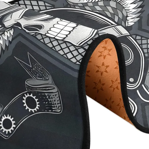 Vista 7 de Calavera con alfombra vintage para motocicleta, alfombra antideslizante para cocina, alfombra de área suave para baño, entrada, pasillo, comedor
