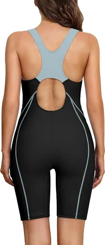 Vista 2 de ATTRACO Trajes de baño atléticos de una pieza para mujer, trajes de baño Boyleg con espalda cruzada