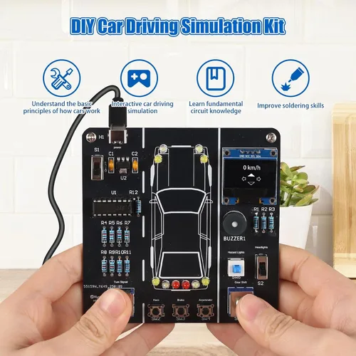 Vista 5 de MIOYOOW Kit de Práctica de Soldadura de Simulación de Conducción de Automóvil DIY, Kit de Proyecto de Simulador de Conductor de Automóvil