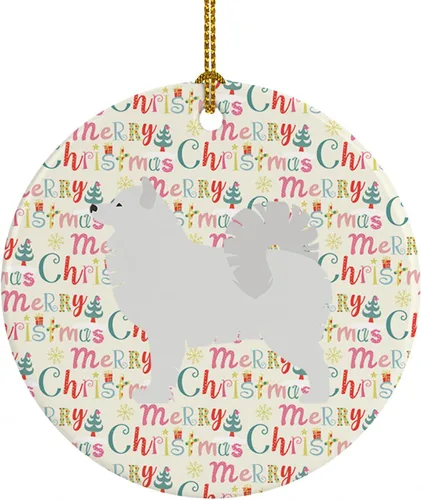 Vista 73 de Caroline's Treasures Affenpinscher - Adorno de cerámica con texto en inglés "Merry Christmas", multicolor para colgar en el árbol de Navidad