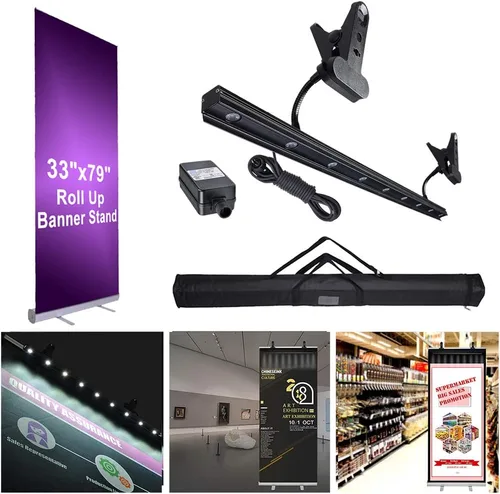 Vista 12 de Instahibit 33"x79" retráctil enrollable para arriba Banner Stand Pop Up Banner Feria comercial