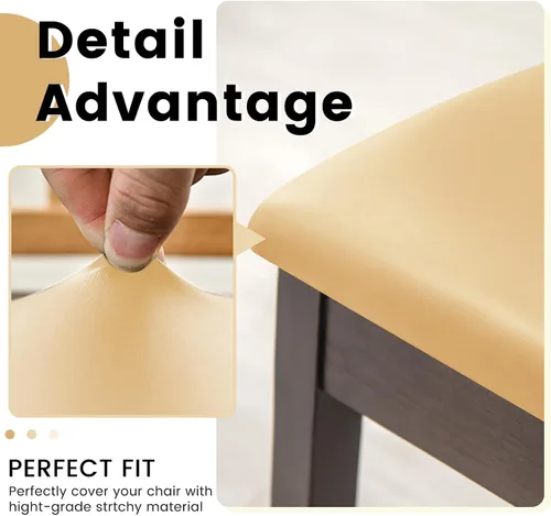 Vista 4 de Dimatic Juego de 2 fundas de asiento para silla, de piel sintética, impermeables, fundas elásticas para sillas de comedor, fundas protectoras
