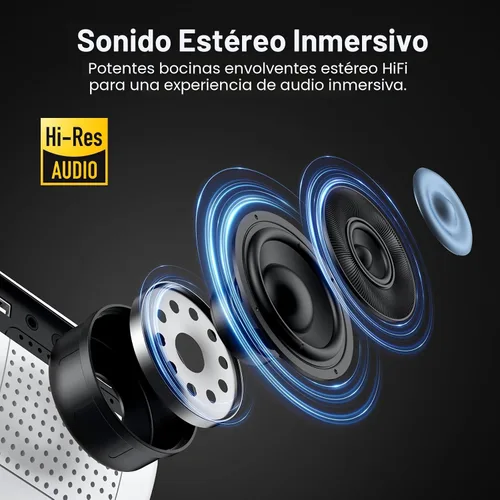 Vista 4 de HAPPRUN Native - Mini proyector Bluetooth 1080P, proyector de películas portátil Full HD para exteriores con altavoz integrado, compatible