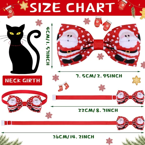 Vista 3 de Juego de 32 lazos de Navidad para perros para perros, incluye 16 corbatas para perros y 16 corbatas para perros con collar ajustable, accesorios