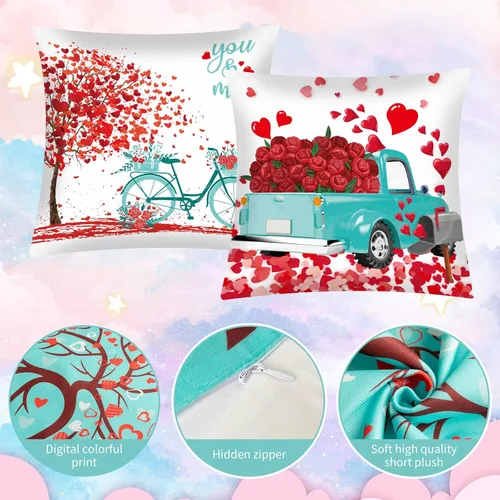 Vista 2 de Tatuo 8 fundas de almohada de San Valentín, fundas de almohada de corazón de 18 x 18 pulgadas, fundas de cojín decorativas, regalo de San Valentín