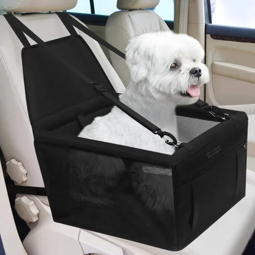 Vista 23 de Asiento de coche para perro, asiento elevador plegable para perro, impermeable, transpirable, bolsa de viaje Oxford para perros pequeños a medianos