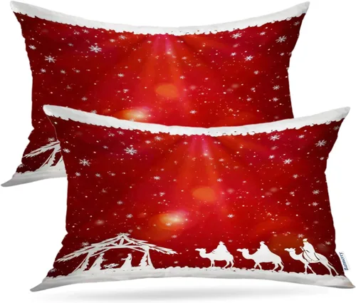 Vista 86 de Batmerry Autumn Forest Throw Pillow Covers, Yellow Orange Foliage in Fall Park Decorative Pillow Covers Digital Printing Blended for Couch Sofa Bed