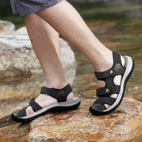 Vista 6 de CAMELSPORTS Sandalias de senderismo para hombre, sandalias de playa con punta cerrada, impermeables, deportivas, zapatos de agua para caminar al