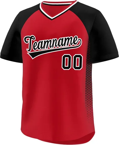 Vista 37 de Camiseta de béisbol personalizada con cuello en V para hombres, mujeres y jóvenes, camisetas de béisbol personalizadas con costuras o estampadas
