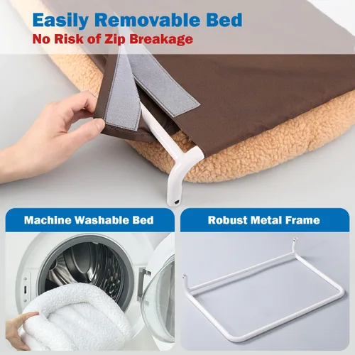 Vista 5 de Zakkart Hamaca plegable para gatos para ventana, sin cable, cama integrada lavable a máquina, marco de metal resistente, percha de ventana