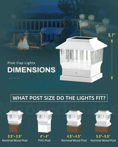 Vista 4 de 50 Lumen Luces Solares para Postes, 3 Modos Luces para Deck al Aire Libre, Valla, Tapa de Poste - 4x4 3.5x3.5 4.5x4.5 o 5.5x5.5, Luces LED