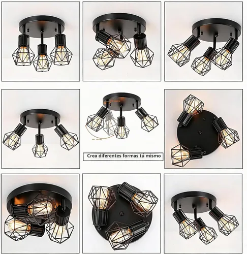 Vista 6 de Lámpara de techo de montaje empotrado de 3 luces, lámpara de techo